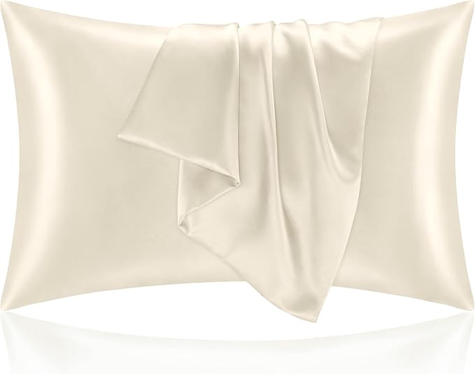 BEDELITE Satin Pillowcase for Hair and Skin, Super Soft and Cooling Similar to Silk Pillow Cases 2 Pack with Envelope Closure, Gift for Women Men(20"x40" King Size, Beige)