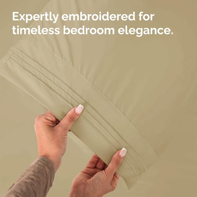 King Pillow Cases Set of 10 - Ultra Soft Hotel Quality Pillowcase Covers - Comfy & Wrinkle Free - Shrink, Stain and Fade Resistant - Easy-Care, Machine Washable Pillow Protectors - 10 Pcs Set - Beige