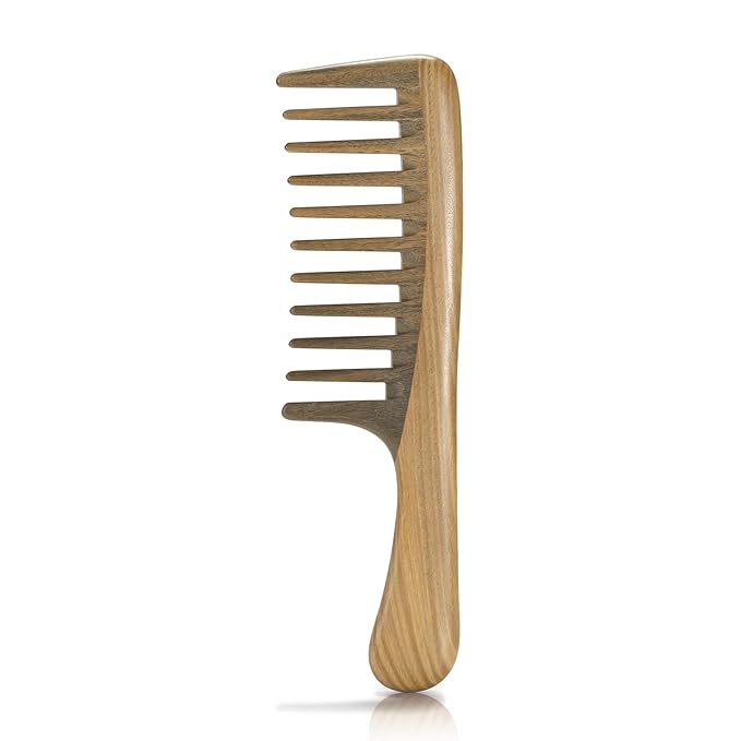 BESTOOL Wide Tooth Comb, Extra Large Natural Sandalwood Wide Tooth Comb Detangler for Curly Long Thick Wet or Dry Hair Anti-static