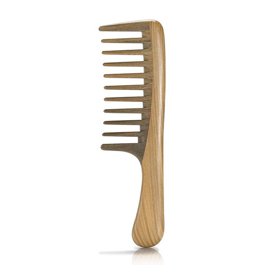 BESTOOL Wide Tooth Comb, Extra Large Natural Sandalwood Wide Tooth Comb Detangler for Curly Long Thick Wet or Dry Hair Anti-static