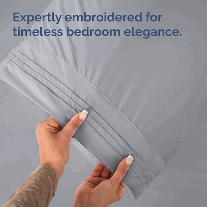 King Pillow Cases Set of 10 - Ultra Soft Hotel Quality Pillowcase Covers - Comfy. Cozy & Wrinkle Free - Shrink, Stain and Fade Resistant - Machine Washable Pillow Protectors - 10 Pcs Set - Steel Blue