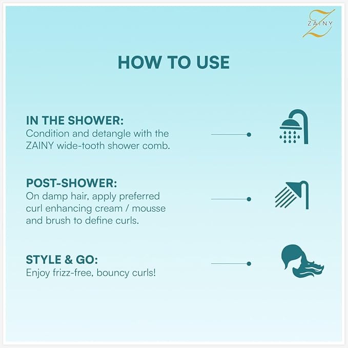 ZAINY Curl Defining Brush 2PC Set, Wide Tooth Comb for Curls, Curly Hair Brush for Women, Wet Detangler Wavy Hairbrush & Shower Detangling Curl Comb & Define Curl Brush for Kids, Girls, Toddlers & Men