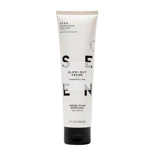 SEEN Blow-Out Creme, Fragrance Free - Non-Comedogenic & Blow Out Hair Cream- Reduces Frizz- Heat Protectant- Safe for Sensitive, Eczema & Acne Prone Skin