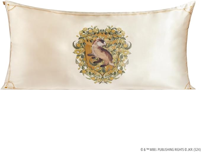 Kitsch x Harry Potter Hufflepuff Satin Pillowcase with Zipper – Double-Sided Crest Design – Better Than Silk Pillowcase – Perfect for Kids Rooms & Toddler Bed Time Pillow Case – King Size 19x36