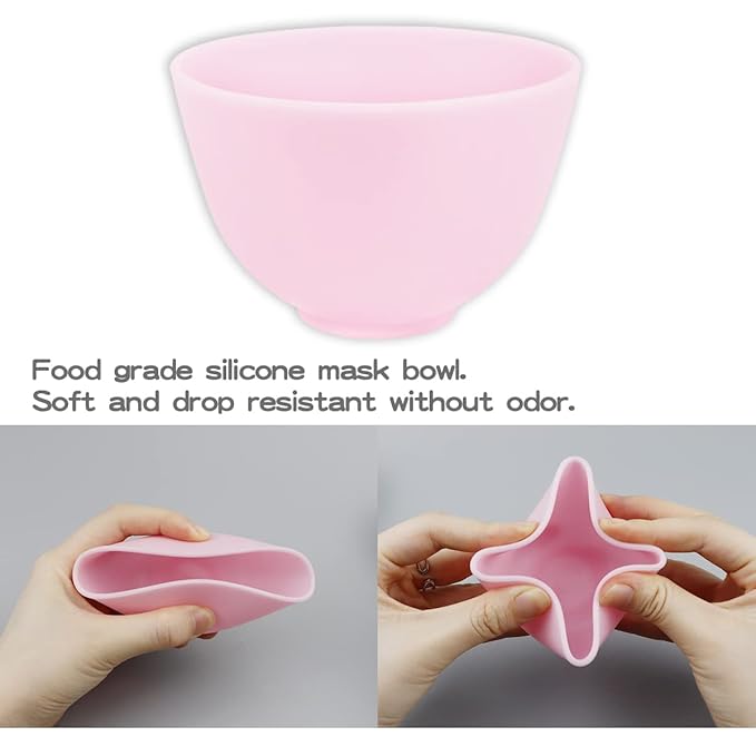 FERCAISH 4Pcs Diy Face Mask Mixing Bowl, Microwavable Silicone Facial Mud Bowl Cosmetic Beauty Tool for Home Salon(Small)