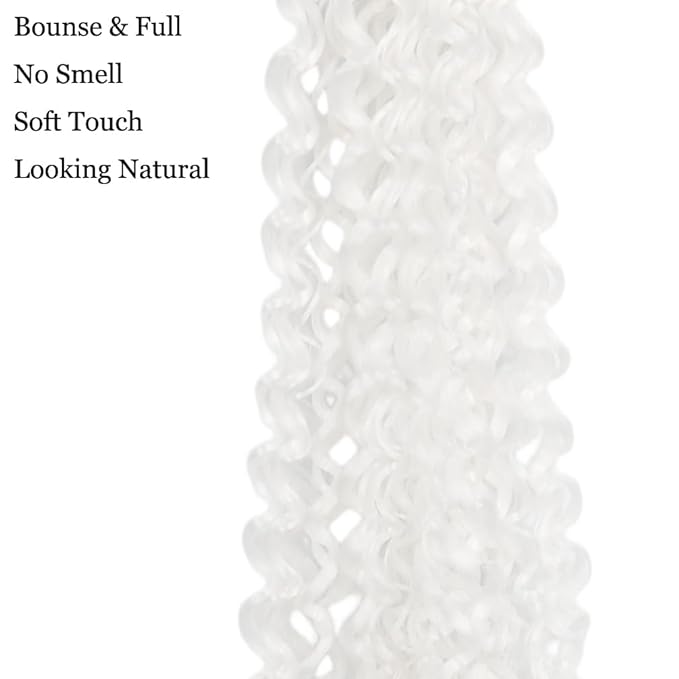 Curly Crochet Hair Extensions White Passion Twist Braids 24Inch Long Curly Braiding Hair 3Packs Spring Crochet Braids Hair Extensions Goddess Box Braids for Black Women(24",60#)