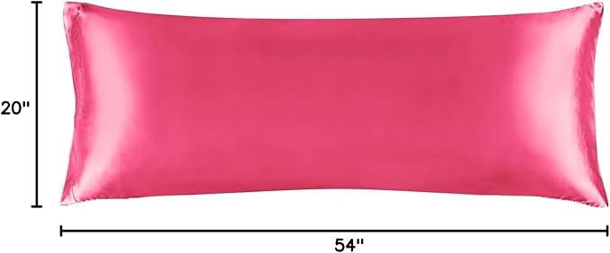 BEDELITE Satin Body Pillow Cover, Super Soft and Cooling Body Pillow Pillowcase for Hair and Skin, Breathable Silky Full Long Pillowcase Cover(20"x54", Hot Pink)