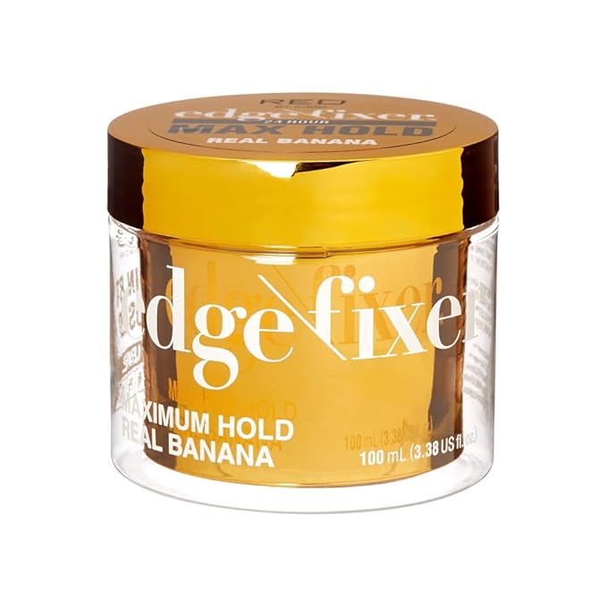 Red by Kiss Edge Fixer Hair Shine Gel, 24 Hour Max Hold, Non-Flaking, Biotin B7 Infused, Natural Styling, Professional Edge Control Wax, Perfect for Braiding (Real Banana)