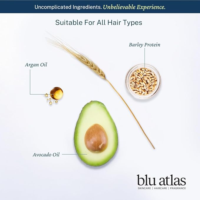 Blu Atlas Men's Natural Conditioner – Organic, Sulfate-Free, Paraben-Free – Deep Moisturizing & Scalp Soothing – Santal Cedar Scent – Made in America – 8 oz