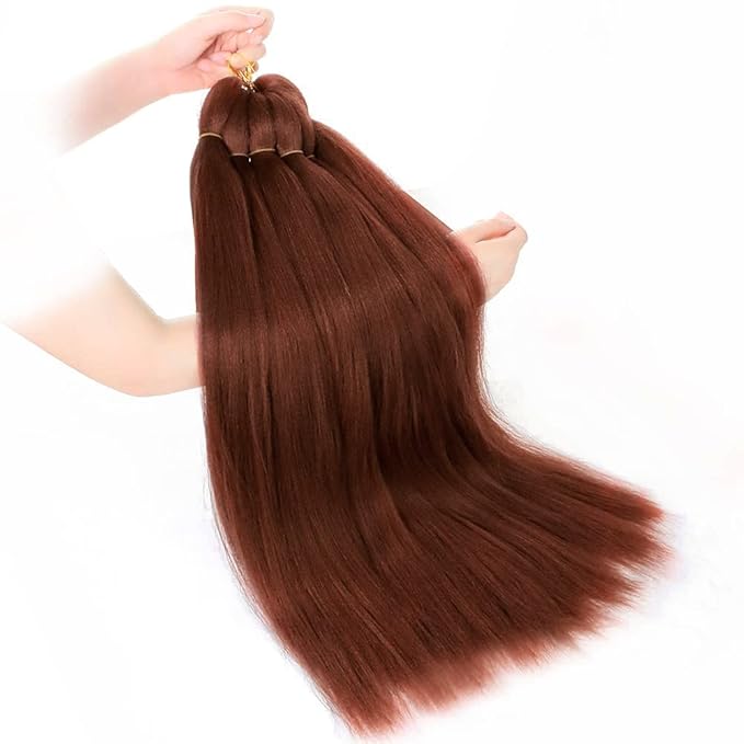 AQINBEL Braiding Hair 26 Inches 8 Bundles/Pack Pre Stretched Braiding Hair Ginger Braiding Hair Pre Stretched Itch Free Yaki Texture Hot Water Setting Hair for Braiding Extensions (350#-Dark Ginger)