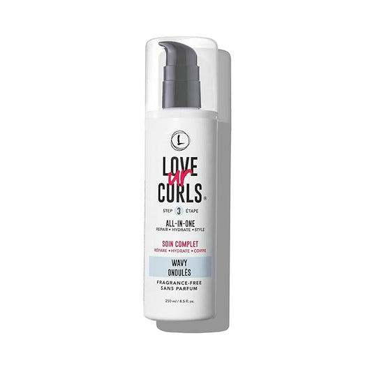 Love Ur Curls Fragrance Free All in One Curl Cream Styler for Wavy Textured Hair, Repair, Define, Hydrate & Style with Shea Butter, 250mL