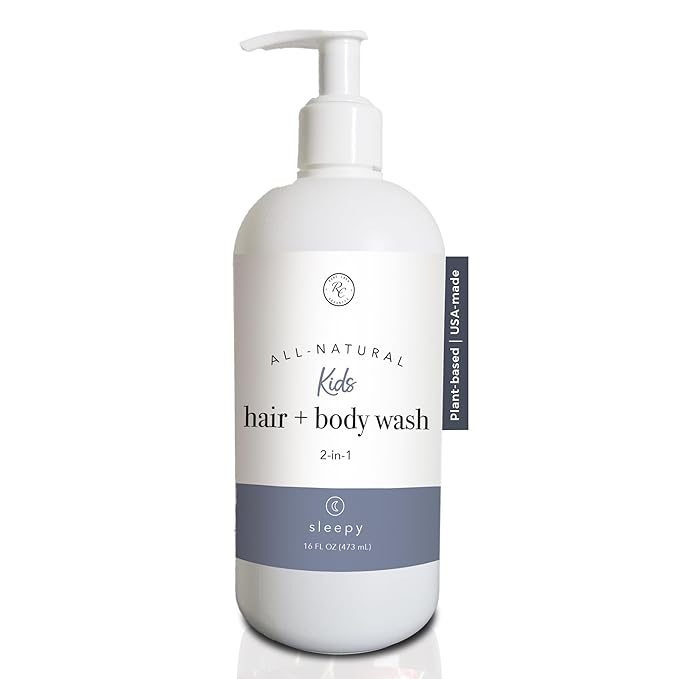 Rowe Casa Organics 2-in-1 Kids Hair & Body Wash with Therapeutic Essential Oils – Sleepy Kids Shampoo & Body Wash with Floral, Relaxing & Calming scent – 16 Fl. Oz