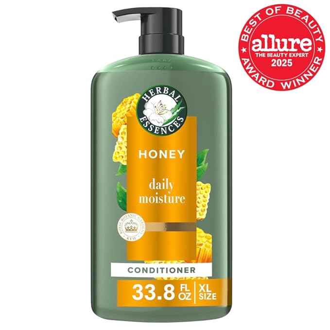 Herbal Essences Honey Daily Moisture Conditioner, Protects and Nourishes Dry Hair, Hydrating Conditioner with Certified Camellia Oil and Aloe Vera, Moisturizing and Safe For All Hair Types, 33.8oz