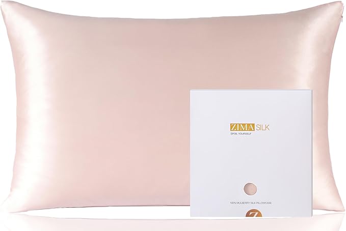 ZIMASILK 100% Pure Mulberry Silk Pillowcase for Hair and Skin Health,Soft and Smooth,Both Sides Premium Grade 6A Silk,600 Thread Count,with Hidden Zipper,1pc(Toddler 13''x18'',Pink)