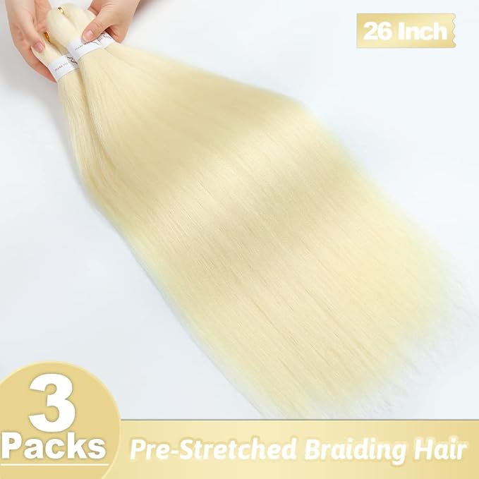 613 Braiding Hair 26 Inch Pre stretched Braiding Braiding Hair Extensions Hot Water Pre Stretched Crochet Braids 613#
