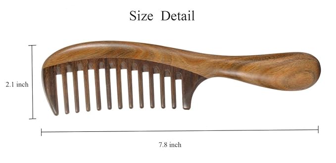 Louise Maelys 2pcs Sandalwood Wide Tooth Hair Combs Moon Shape Wooden Comb for Curly Hair