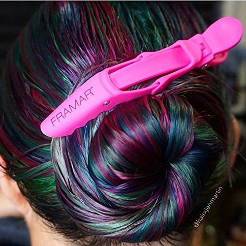 Framar Gator Grips Pink Styling Hair Clips - Professional Pink Hair Clips with Hair Styling and Sectioning, Rubberized - Wide Teeth & Durable for Hair Salon – 4 Pack