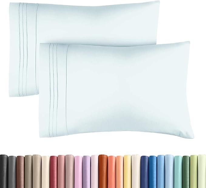 Standard Pillow Cases Set of 2 - Ultra-Soft Hotel Quality Pillowcase Covers - Comfy & Wrinkle Free - Stain & Fade Resistant - Machine Washable Pillow Protectors - 2 Piece Set - Standard Size Ice Blue