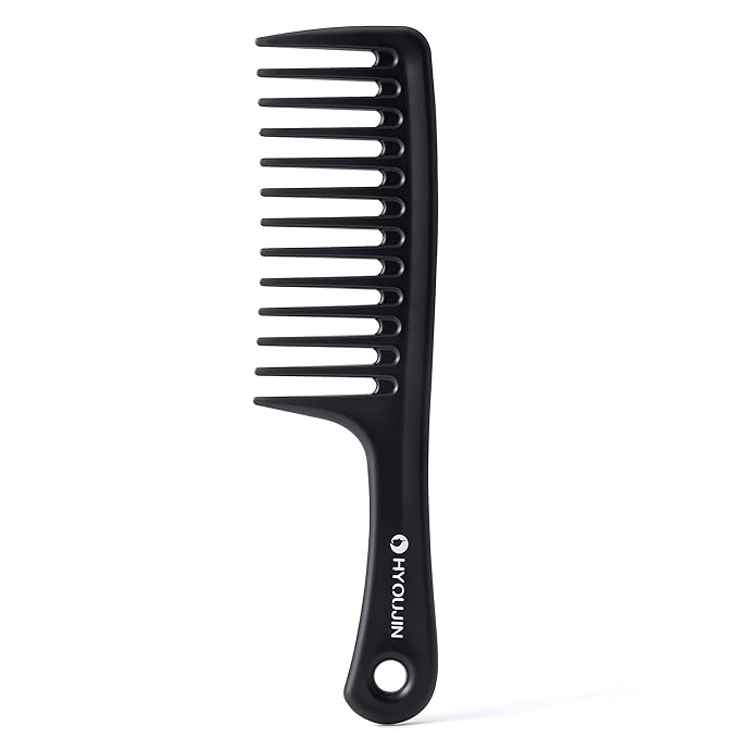 HYOUJIN Black Large Wide Tooth Detangler Paddle Brush - Best Styling Comb for Curly, Wet, Long Hair