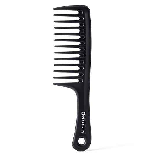 HYOUJIN Black Large Wide Tooth Detangler Paddle Brush - Best Styling Comb for Curly, Wet, Long Hair