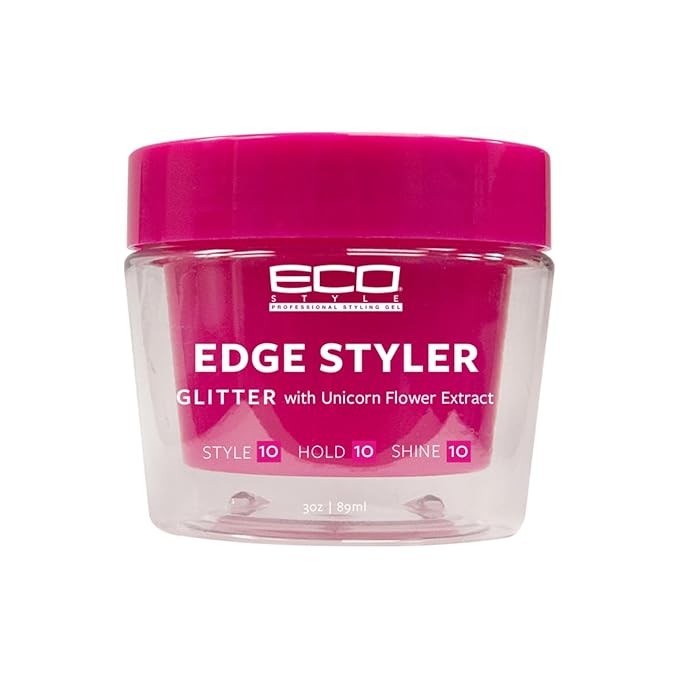 Styler Eco Glitter Pomade Strong Hold Edge Gel With Unicorn Flower Extract - 3 oz