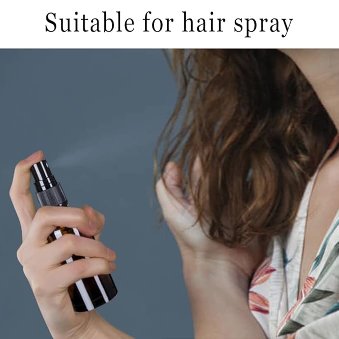 6 Pack Amber Glass Spray Bottles for Essential Oils, 2oz Small Fine Mist Travel Empty Spray Bottle for Hair and Plants