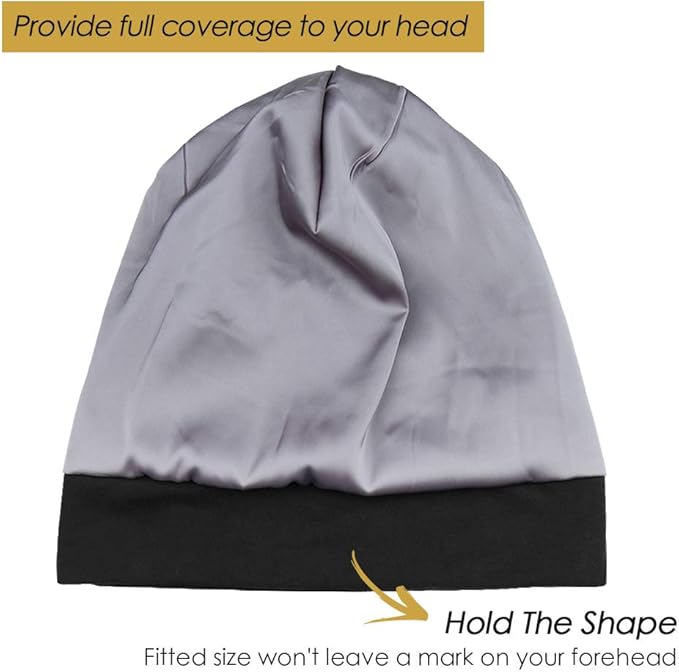 Adjustable Satin Lined Sleep Cap for Dreadlocks Curly Hair Large Head-Stay On Overnight