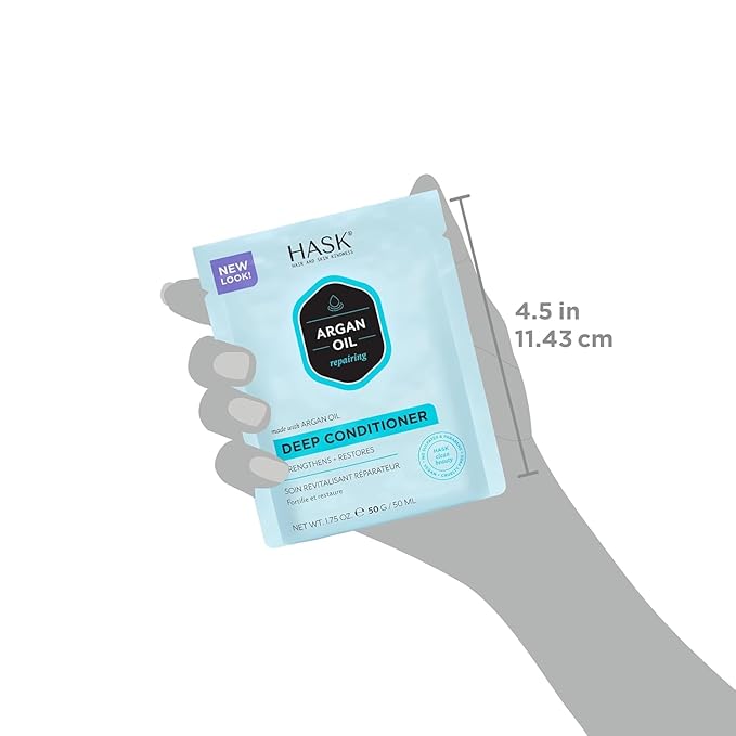 HASK Biotin Thicken 5-in-1 Leave-In Conditioner Duo (6oz-Qty 2) & Argan Oil Deep Conditioner Packette, Color Safe, Sulfate-Free, Paraben-Free, Gluten-Free, for All Hair Types