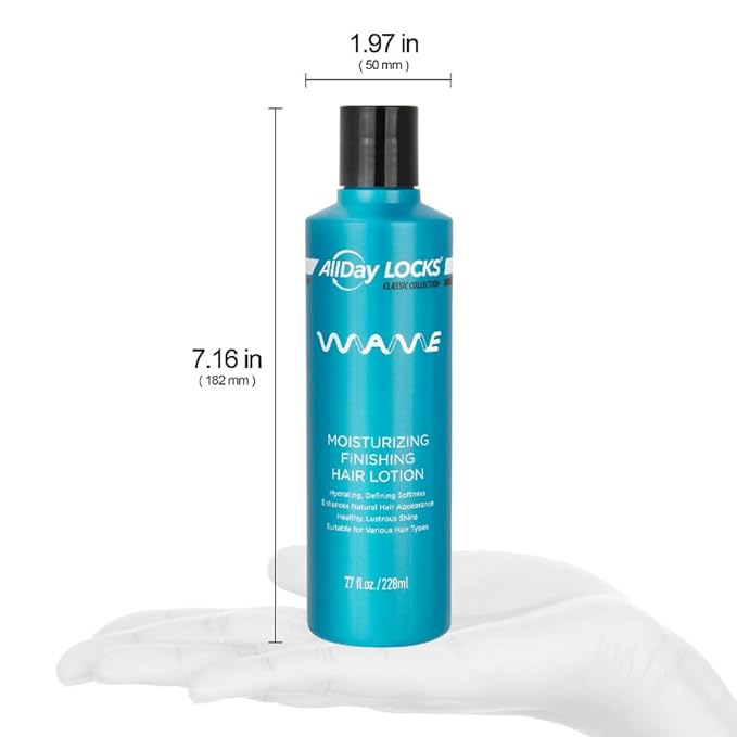 AllDay Locks Classic Wave Hair Lotion (7.7 oz) | Moisturizing & Rejuvenating Finishing Curl-Enhancer Lotion | Lightweight, Soft, High Shine | Bouncy, Silky, Fresh Bounce | 7.7 oz