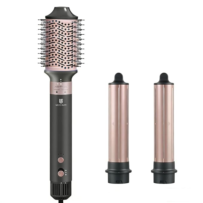 Webeauty Hot Air Styler, Blow Dryer Brush, Auto Hair Wrap Curling Irons Hot Air Brush Negative Ionic Airflow Hair Curlers, Multi Styler for Volumizing, Straight, Wavy, Curly Hair, Black