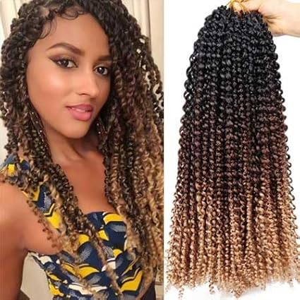Passion Twist Hair 18 Inch 7 Packs Water Wave Crochet Hair Black Wrap Braiding Hair For Passion Twist Crochet Hair/Butterfly Locs/Spring Twist Crochet Braids Boho Hair Extension (18 Inch, 1B/30/27#)