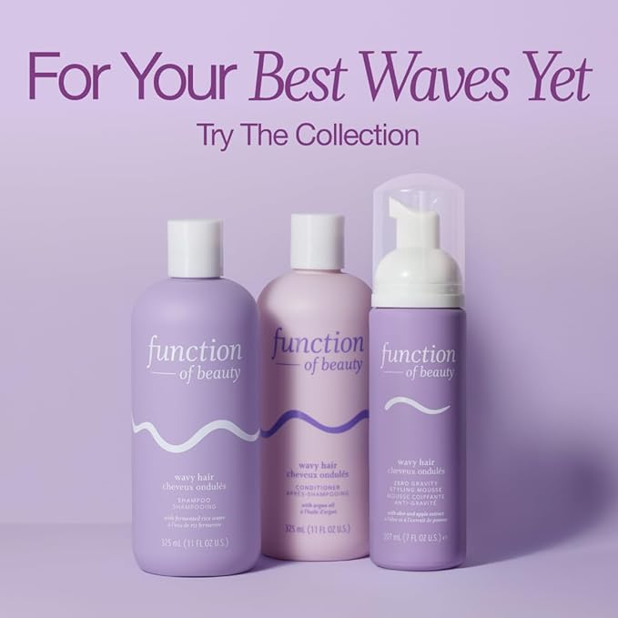 Function of Beauty Wavy Hair Mousse for Styling - Anti-Frizz Hair Styler Adds Volume & Defines Natural Waves - Volumizing & Texturizing Lightweight Styling Foam with Flexible Hold - Hair Care Products