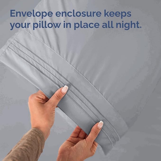 Queen Pillow Cases Set of 8 - Ultra Soft Hotel Quality Pillowcase Covers - Comfy, Cozy & Wrinkle Free - Shrink, Stain & Fade Resistant - Machine Washable Pillow Protectors - 8 Piece Set - Steel Blue