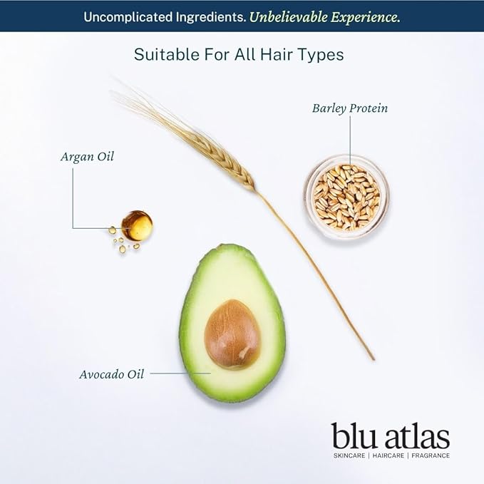 Blu Atlas Men's Natural Conditioner – Organic, Sulfate-Free, Paraben-Free – Deep Moisturizing & Scalp Soothing – Classic Scent (Bergamot, Sage, Patchouli) – Made in America – 8 oz