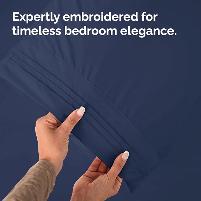 Queen Pillow Cases Set of 6 - Ultra Soft Hotel Quality Pillowcase Covers - Comfy, Cozy & Wrinkle Free - Shrink, Stain and Fade Resistant - Machine Washable Pillow Protectors - 6 Piece Set - Navy Blue