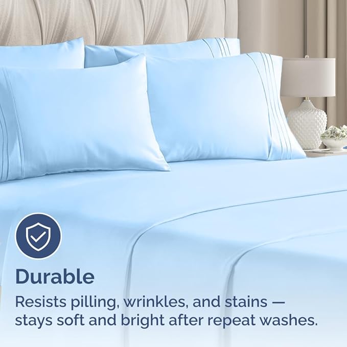 King Pillow Cases Set of 10 - Ultra Soft Hotel Quality Pillowcase Covers - Comfy. Cozy & Wrinkle Free - Shrink, Stain and Fade Resistant - Machine Washable Pillow Protectors - 10 Pcs Set - Light Blue