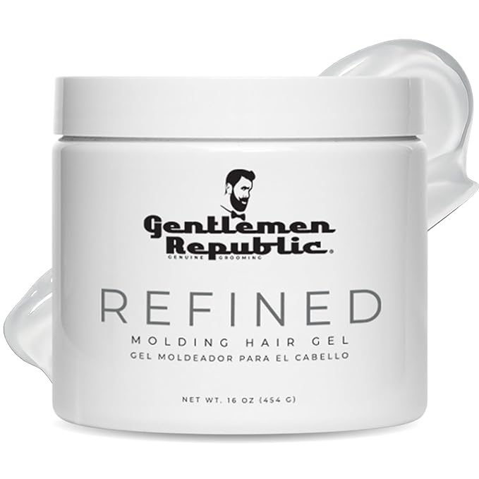 Gentlemen Republic 16oz Refined Hair Gel for Men - Premium Men's Hair Styling Product, 24 Hour High Hold & Shine. No Beeswax, Alcohol, or Parabens, Humidity Resistant