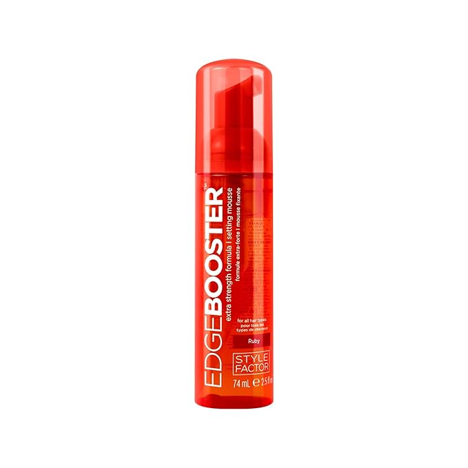 Style Factor EDGE BOOSTER Extra Strength Setting Mousse Travel Size – Frizz Control, Extra Volume, and Conditioning – 2.5oz Ruby Mousse for Curly Hair