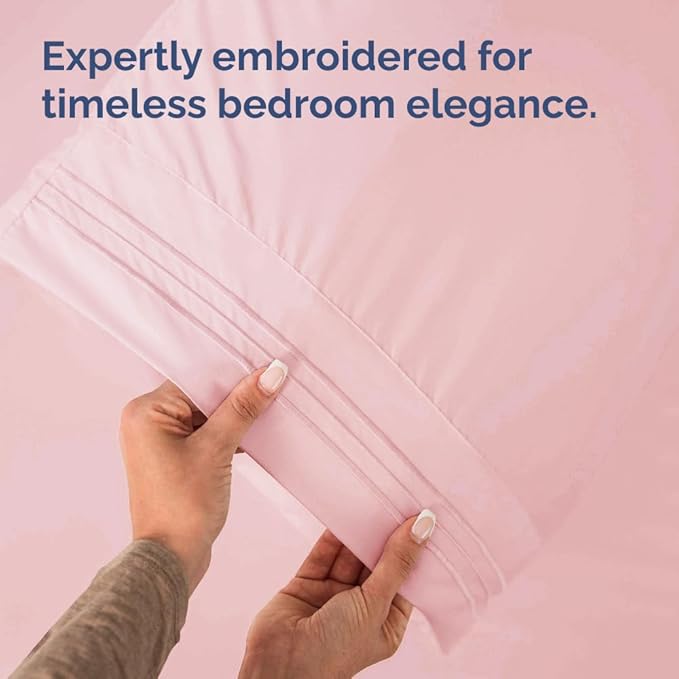 Queen Pillow Cases Set of 4 - Ultra Soft Hotel Quality Pillowcase Covers - Comfy, Cozy & Wrinkle Free - Shrinkage, Stain & Fade Resistant - Machine Washable Pillow Protectors - 4 Piece Set - Baby Pink