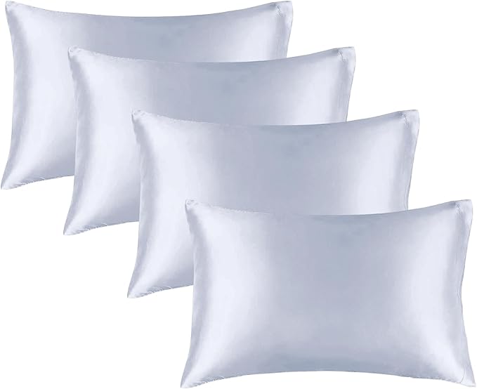 BEDELITE Satin Pillowcase for Hair and Skin, Super Soft Similar to Silk Pillow Cases 4 Pack with Envelope Closure, Cooling Pillowcases for Women Men (20"x36" King Size, Evening Haze)