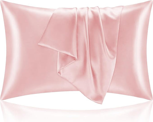 BEDELITE Satin Pillowcase for Hair and Skin, Super Soft and Cooling Similar to Silk Pillow Cases 2 Pack with Envelope Closure, Gift for Women Men(20"x30" Queen Size, Pink)