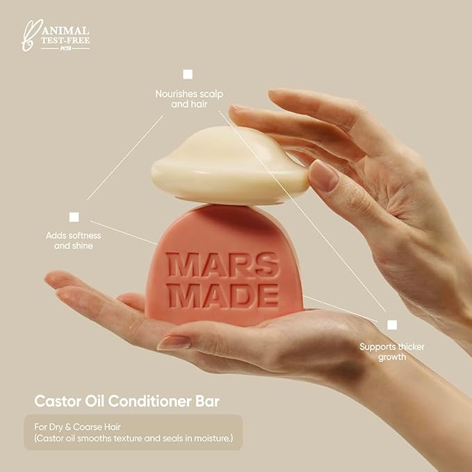 Castor Oil Conditioner Bar - Nourishing & Soothing Natural Deep Conditioner for All Hair Types - Hair Moisturizing, Cleansing Solid Soap Bar - Zero Waste, No Animal Trials 3.5 oz