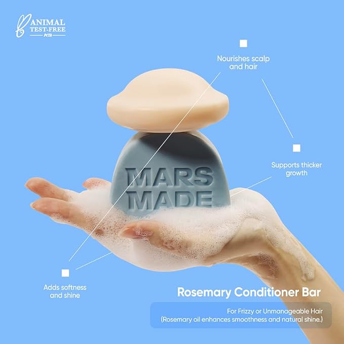 Rosemary Conditioner Bar - Soothing & Stimulating Natural Deep Conditioner for All Hair Types - Hair Growth Moisturizing Cleansing Solid Soap Bar Zero Waste, No Animal Trials 3.5 oz