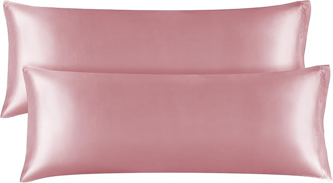 BEDELITE Satin Body Pillow Cover 2 Pack, Super Soft and Cooling Body Pillow Pillowcase for Hair and Skin, Breathable Silky Full Long Pillowcase Cover(20"x54", Nostalgia)