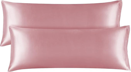 BEDELITE Satin Body Pillow Cover 2 Pack, Super Soft and Cooling Body Pillow Pillowcase for Hair and Skin, Breathable Silky Full Long Pillowcase Cover(20"x54", Nostalgia)