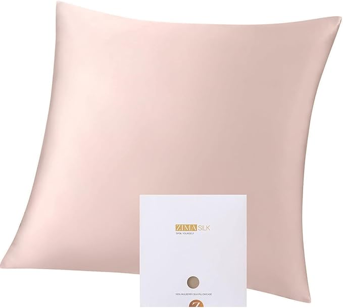 ZIMASILK 100% Pure Mulberry Silk Pillowcase for Hair and Skin Health,Both Sides 19 Momme Silk,1pc (Throw 18''x18'',Pink)