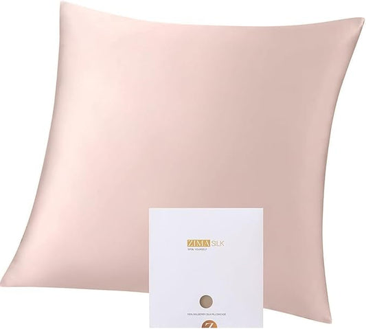 ZIMASILK 100% Pure Mulberry Silk Pillowcase for Hair and Skin Health,Both Sides 19 Momme Silk,1pc (Throw 18''x18'',Pink)