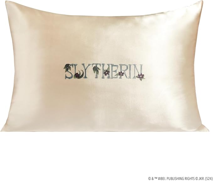 Kitsch x Harry Potter Slytherin Satin Pillowcase with Zipper – Double-Sided Crest Design – Better Than Silk Pillowcase – Perfect for Kids Rooms & Toddler Bed Time Pillow Case –Queen/Standard 19x26