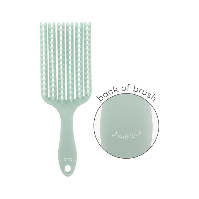 Cricket Hapi De-Knot Delight Detangler Brush Medium - Featuring 90 Super-Firm Bristles, Durable & Flexible Design, 6 Adaptive Hair Rows for Custom Detangling, and Medium-Sized Brush Head - Light Green