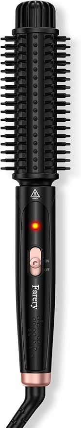 Farery 1.5 Inch Thermal Brush, Curling Iron for Smooth Bouncy Curls – Anti-Scald Hard Bristles, Lightweight, One-Button Start, Dual Voltage Travel Hair Tool with 360° Swivel Cord, 410°F Fast Heat